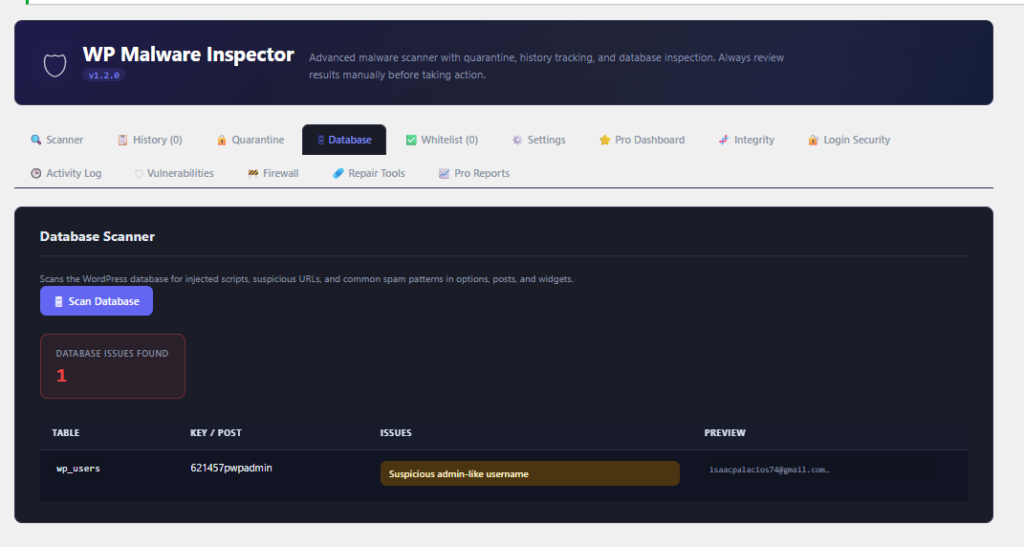Wp Malware Inspector Pro – Malware Scanner, Integrity Monitor, Security and Firewall