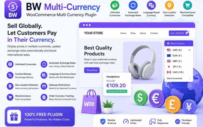 BW Multi-Currency &ndash; Free WooCommerce Multi Currency Plugin